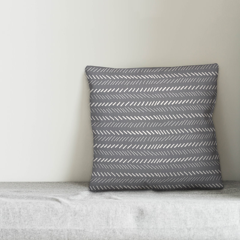 Chevron Throw Pillow, 18" x 18", Gray/White Geometric 1