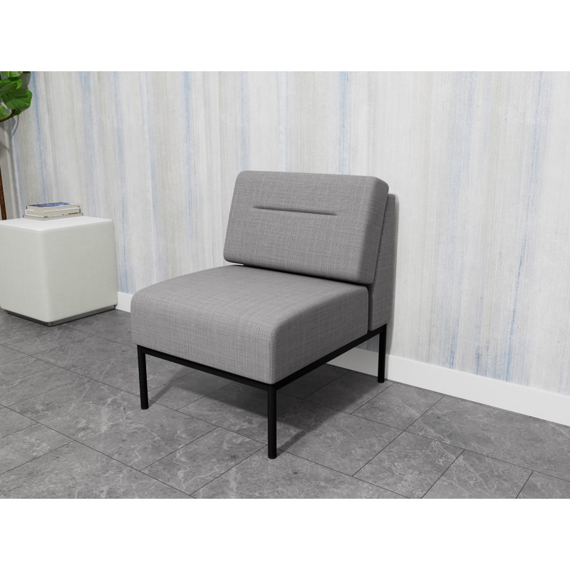 Chaise d'invité sans accoudoirs Darsey, Avec alimentation, Noir, Gris chambray