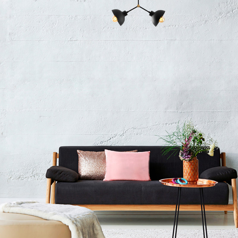 Lustre industriel moderne, structure en fer noir, 18 x 6 po | Hauteur: 12,6 po | Diamètre du capuchon: 6 po | Plaque de base: 4 po | 2 x E27 de 40 W maximum | Design scandinave élégant pour le salon, la salle à manger et le vestibule