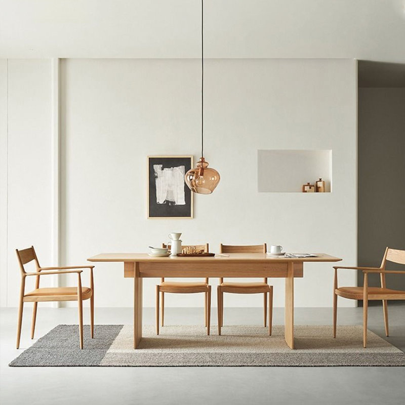 Solid wood environmental large dining table, 28.74"H x 70.86"L x 35.43"W, Burlywood
