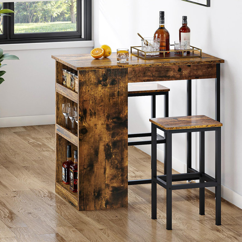 49.5cm Bar Set, Rustic Brown/Black