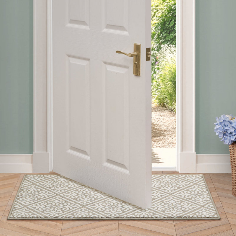 Austell Machine Woven Synthetic Geometric Area Rug, Linen/Natural, Rectangle 2'2" x 3'9"