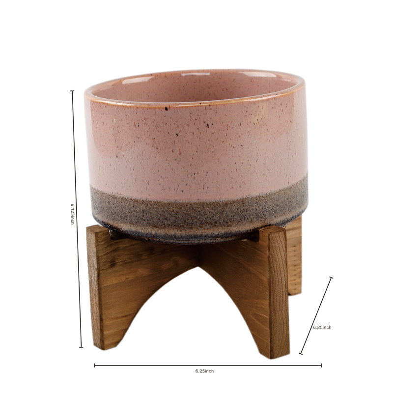Pot de fleurs en céramique Nayeli, Rose, H 6,12 po x l 6,25 po x P 6,25 po