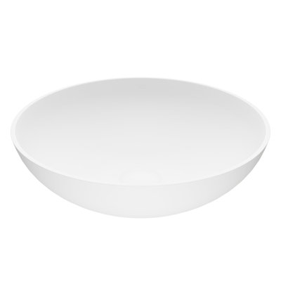 Lavabo de salle de bain à vasque ronde fait à la main blanc mat L 16 po x l 16 po x H 5 po Lotus