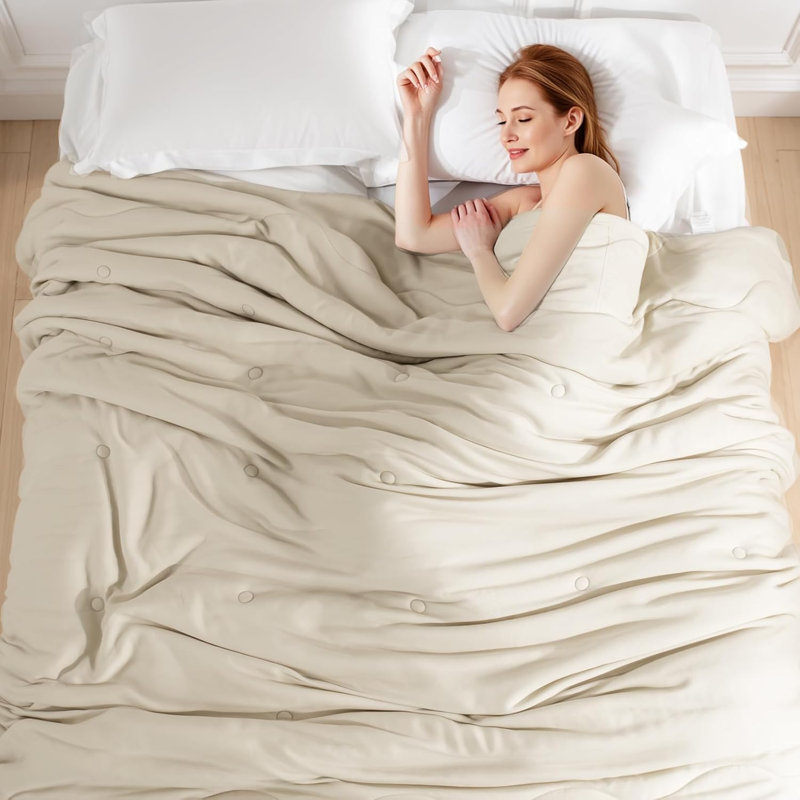 NEXHOME PRO 100% Viscose Derived from Bamboo Comforter King Size - Cooling & Moisture-Wicking Bedding Blanket - All Season Lightweight Design - Natural Organic King Duvet Insert