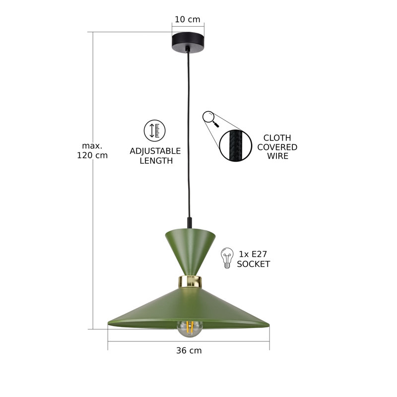 1 - Light Matte Black Dome Pendant, Khaki