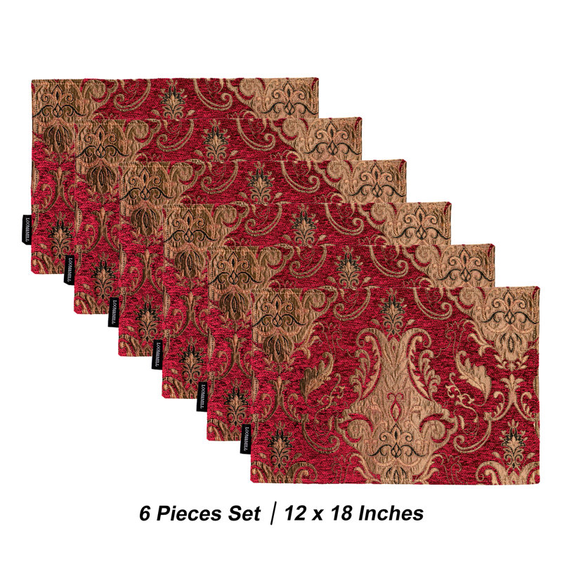 Chenille Damask Rectangle Placemat, 6