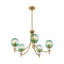Lustre sphérique en verre vert à 5 lumières à intensité variable