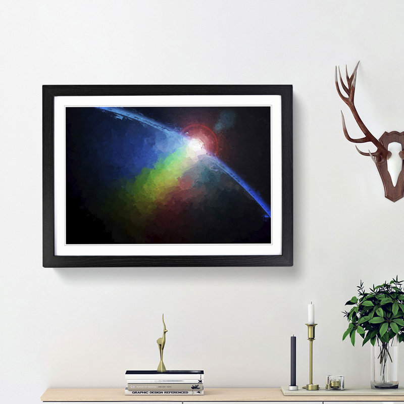 The Earths Atmosphere in Abstract - Picture Frame Painting Print, 62cm H x 87cm W x 2cm D, Black Framed