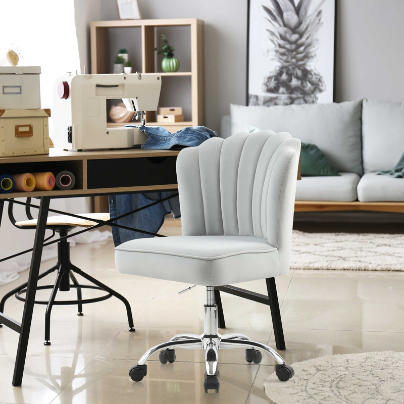 Velvet Office Chair, Silver, Gray