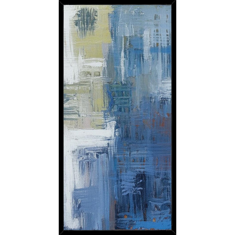 "Abstract Urban Texture in Blue", art mural sur toile encadrée, Black, 40" H x 20" W