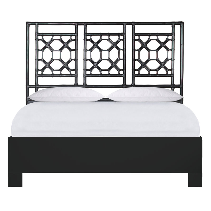 Lattice Back Platform Bed, Black, Full