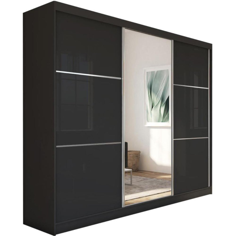 Raminta 3 Door Sliding Wardrobe, Black