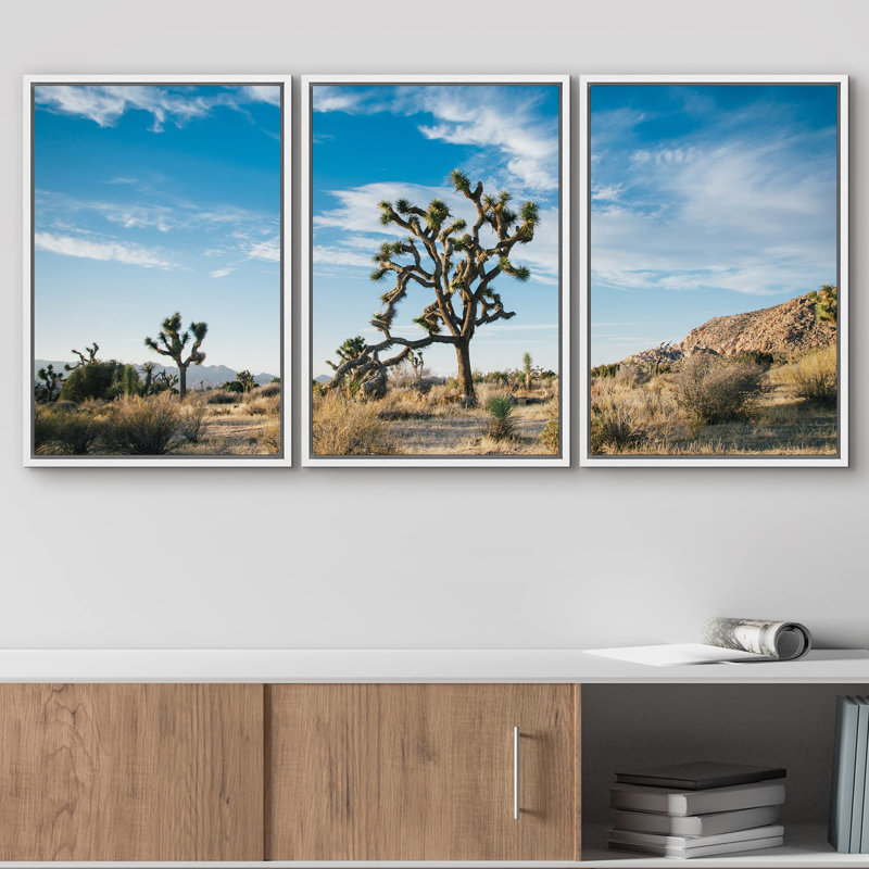 Joshua Tree, désert, parc national, paysage, nature sauvage, photographie, art moderne, rustique, Cadre flottant blanc