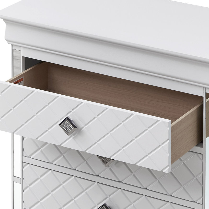 Commode en bois de style traditionnel pour chambre à coucher, Blanc