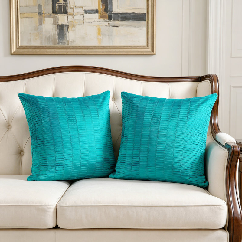 Velvet Pleated Euro Pillow Cover, Storm Blue