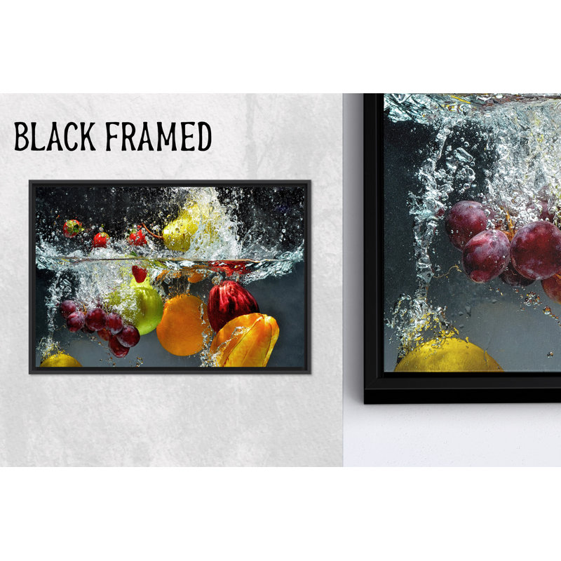 «Vibrant Fruit Splash»: art mural imprimé moderne pour décor de cuisine, 1P BlackFramedCanves, 27,6 po H x 39,4 po l