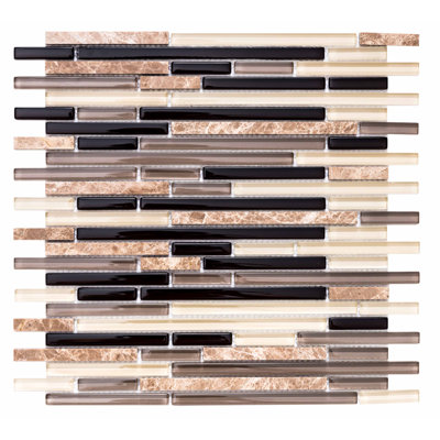 Victory 1" x 3" Sleek Glass Mixed Mosaic Wall Tile