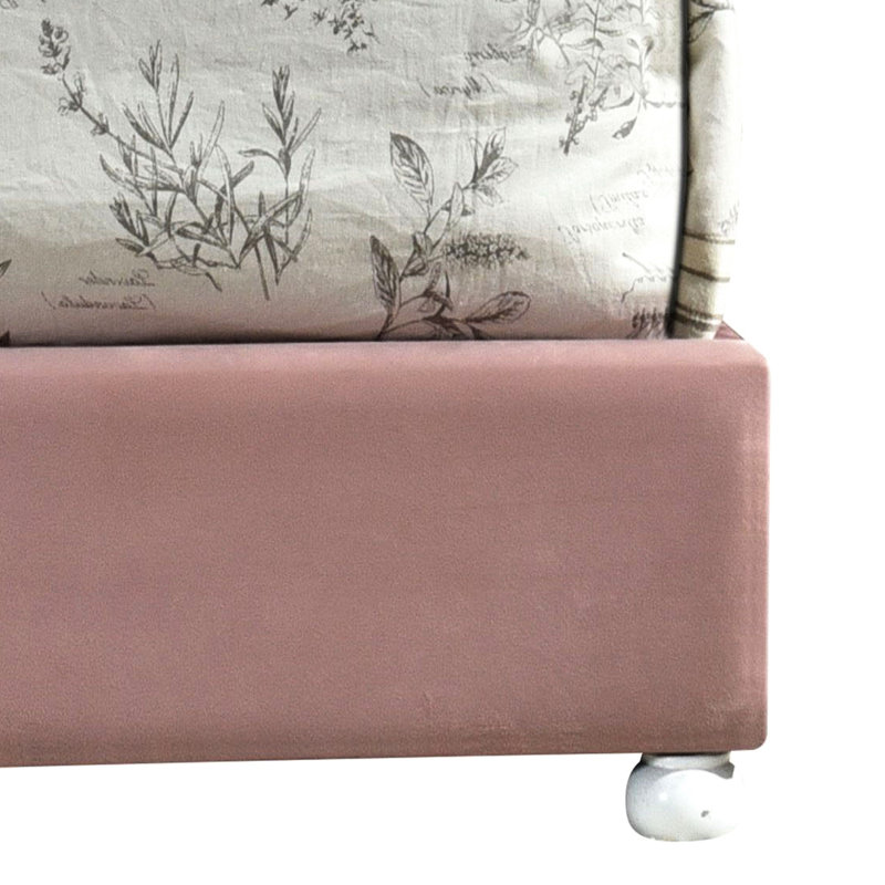 Confortable lit simple en rose avec tête et 13 lattes élégantes avec support en lattes arquées