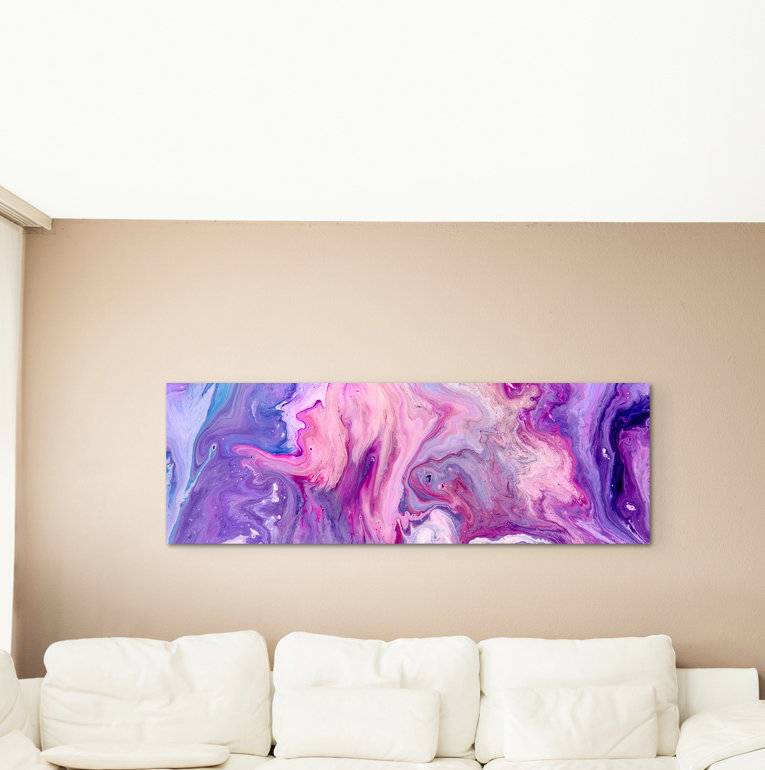 Gerahmtes Leinwandbild Abstraktes, violettes Acrylgemälde