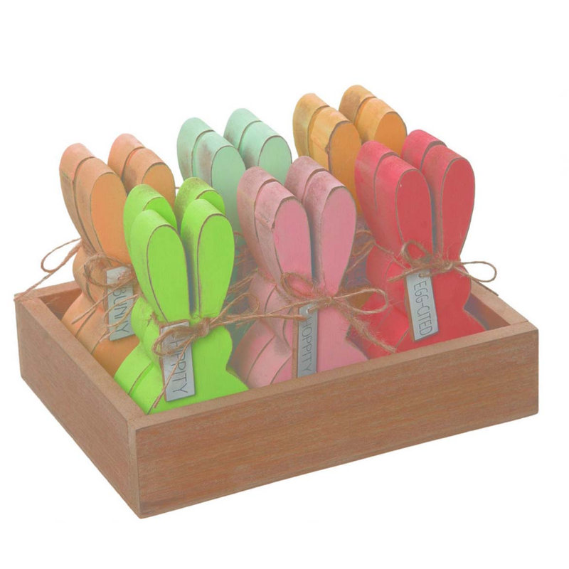 Ensemble de 12 décorations en bois 7,87 po Multicolor