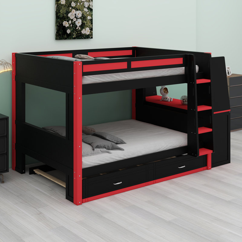 Lit superposé peu encombrant avec lumières DEL, bureau d'étude, tablettes de rangement et lit gigogne