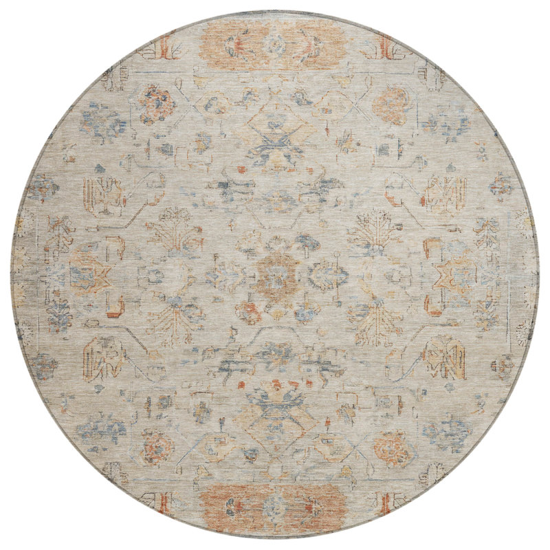 Machine Washable Indoor/Outdoor Chantille ACN2323 Global Rug, Round 8'