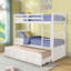 Lit simple superposé avec échelle, barrière de sécurité, lit gigogne simple à 3 tiroirs pour chambre d'adolescent, chambre d'amis-497646977