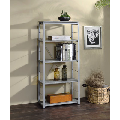 Grey And Silver 4-Shelf Bookcase