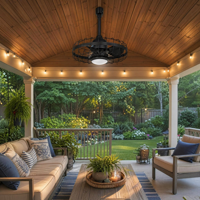 20" Plug in Outdoor Ceiling Fan with Lights and Remote Control Smart App for Outdoor Patio Porch