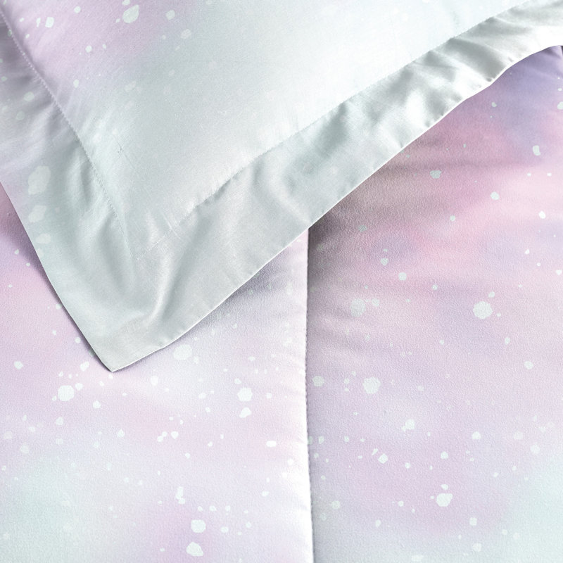 Ensemble d'édredon réversible moderne et contemporain en microfibre rose / bleu sarcelle / mauve Dream Factory