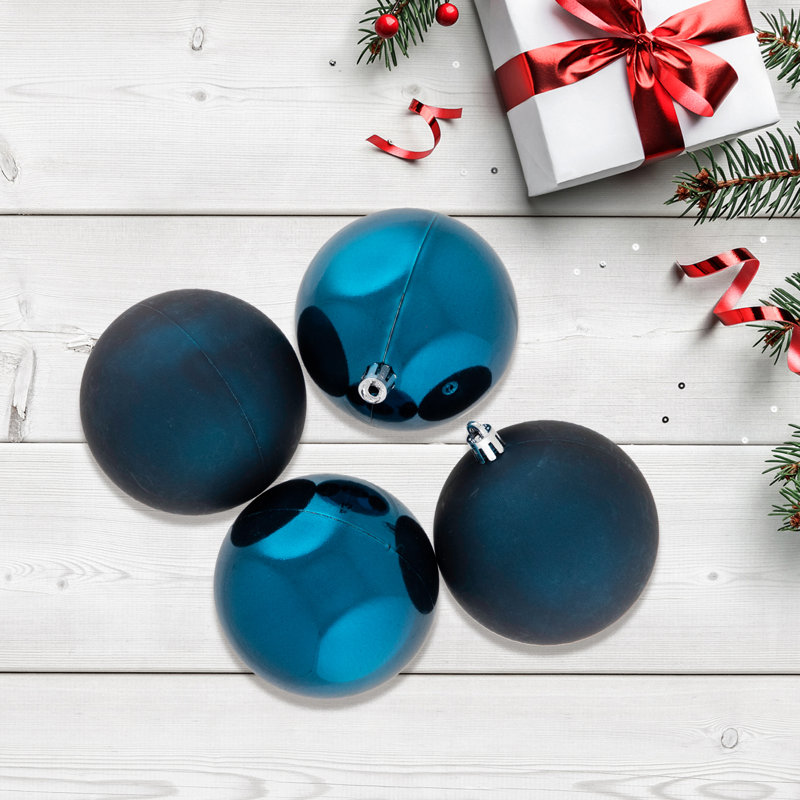 Boules de Noël incassables à 2 finitions, Bleu