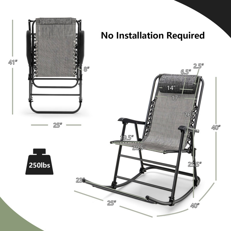 Chaise berçante d'extérieur en métal Myiesha, gris