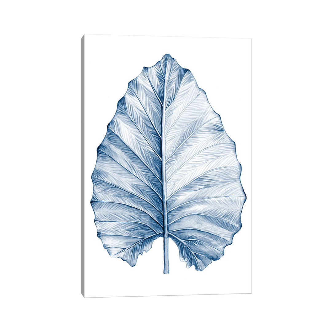 Indigo Tropical Leaves III by Megan Meagher - Wrapped Canvas Print
