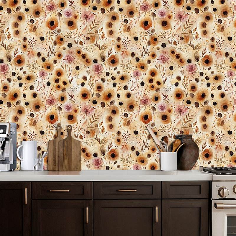 Papier peint adhésif peler et coller en PVC, revêtement mural auto-adhésif amovible avec taches de léopard bohème, impression de tissu sans couture botanique, imperméable pour la décoration intérieure - rouleau
