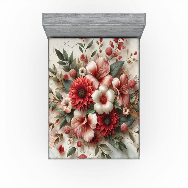 Microfiber Floral Fitted Sheet, Queen Fitted Sheet