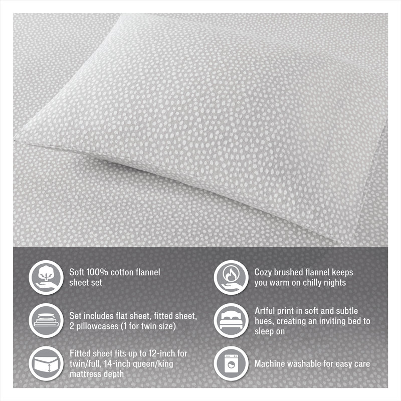 King Blush Dots Cotton Flannel Sheet Set
