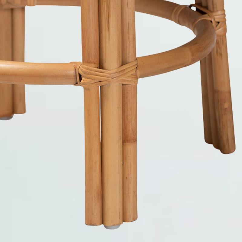 Demileigh Orchard Modern Bohemian Natural Brown Rattan Counter Stool, 37" H, 21" W and 18" D