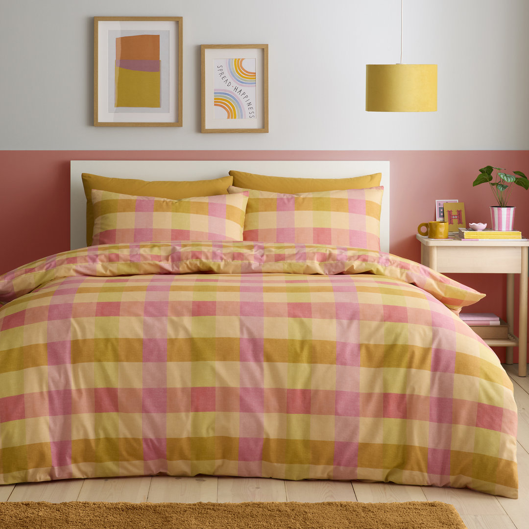 Fusion Block Check Duvet Cover Set in Orange - Double | TJ Hughes - Image 3