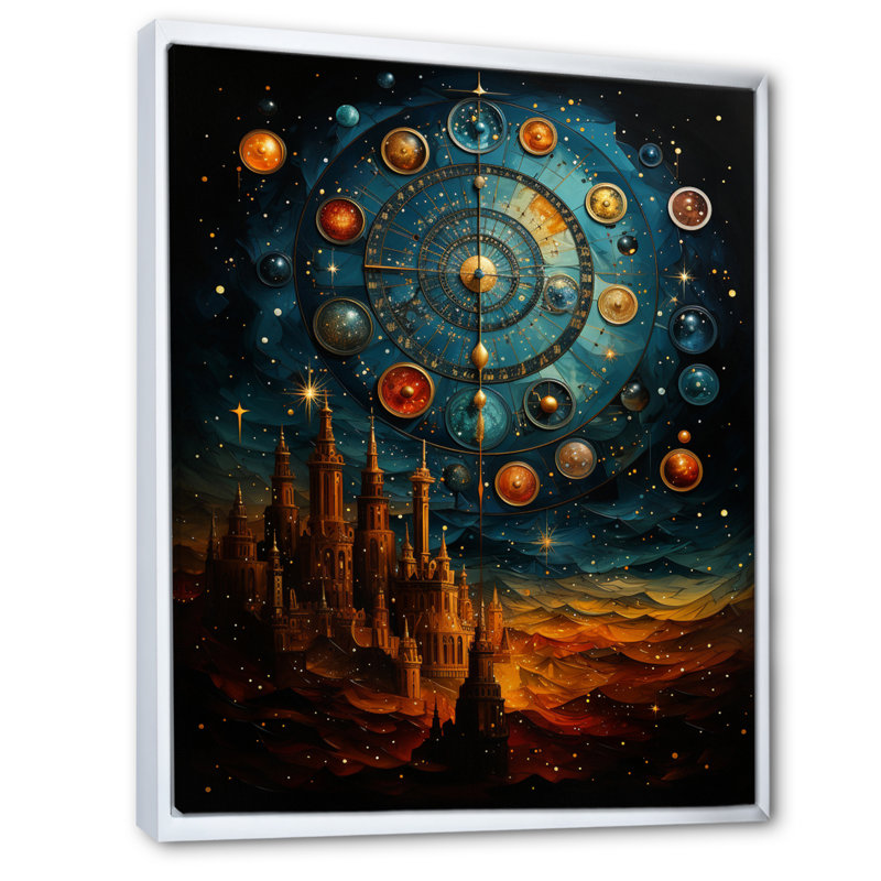 Astrologie astrologique, impression sur toile, H 20 po x l 12 po x P 1 po, Cadre flottant blanc