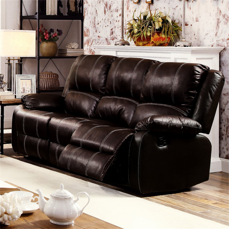 Canapé inclinable en cuir synthétique Zuriel, Brun