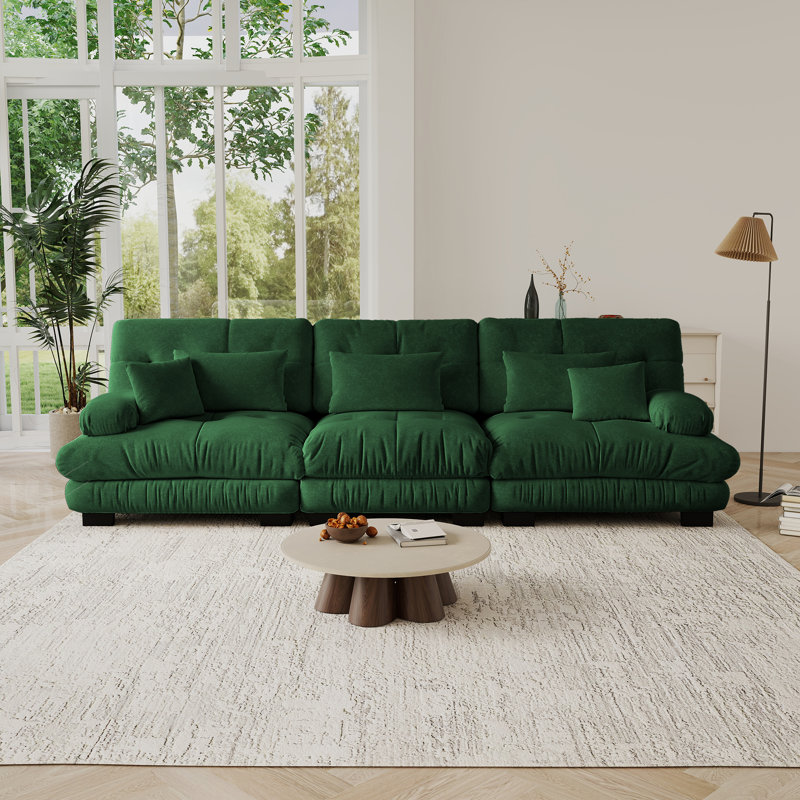 Canapé Cloud Couch 3 places pour le salon, tissu chenille, Vert