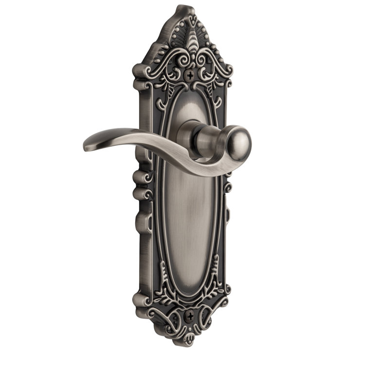 Grandeur Grande Victorian Plate Privacy with Bellagio Lever, Antique Pewter, 2 3/4"