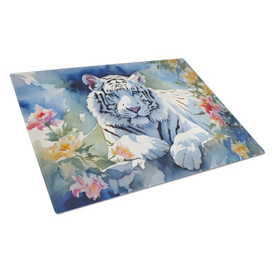 White Tiger Glass Cutting Board Large