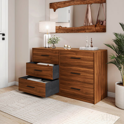 6-Drawer Dresser With Large Fabric Drawers, Walnut