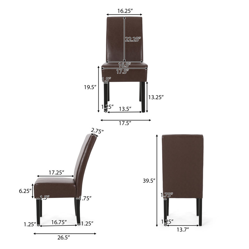Homan 19.5'' H Upholstered Dining Chair, Dark Brown, 4