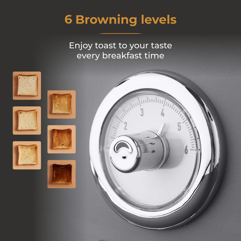 Tower Renaissance 4 Slice Toaster, 7 Browning Levels, Self-Centring Function 1630W, Grey