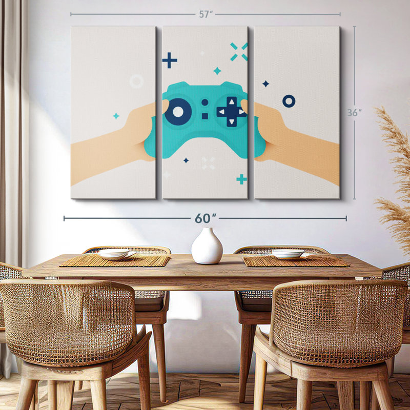 "Dessin d'une manette de jeu vidéo" sur toile, H 36 po x l 57 po x P 1,25 po