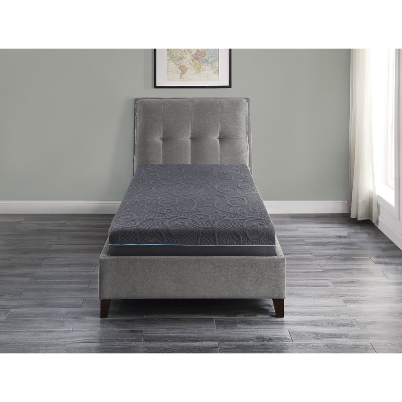 Matelas hybride ferme en mousse à mémoire de forme infusée de gel, gris foncé, 8", Lit simple