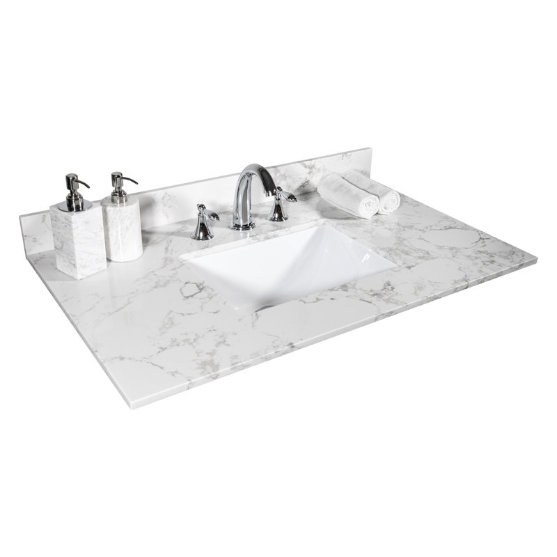 Dessus de meuble-lavabo en pierre de 31 pouces - Accessoire de décoration pratique élégant en céramique